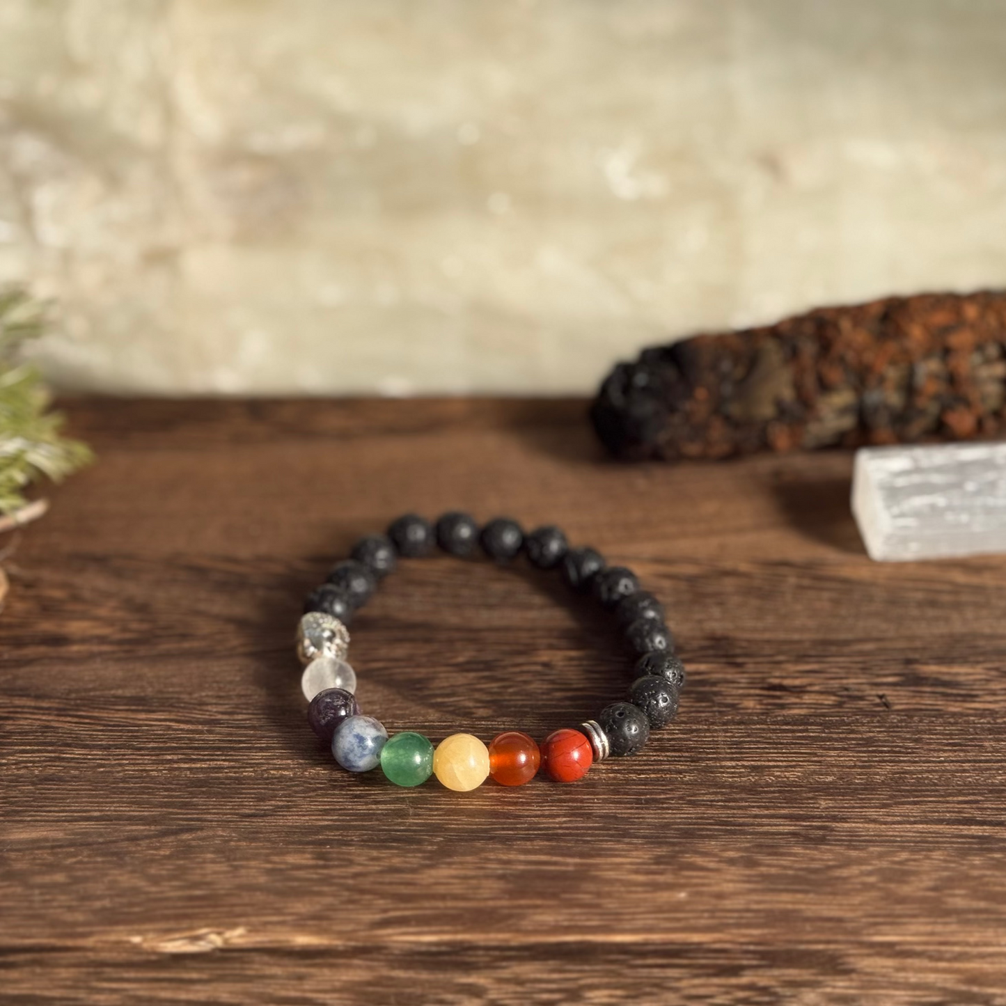 Pulsera piedra volcánica Buda