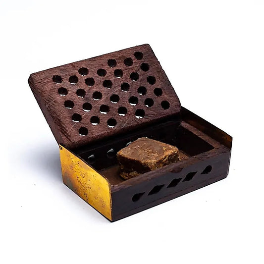 Resina de incienso Nag Champa/Ámbar en caja de madera