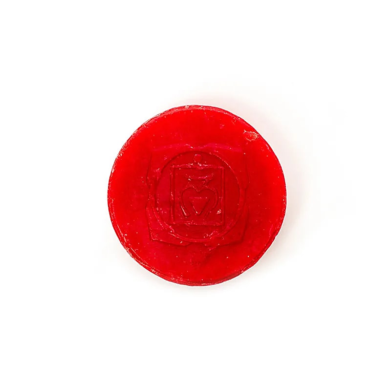 Holy Lama jabón chakra raíz en hoja de palma