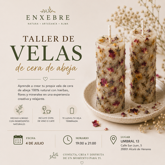Taller Sábado 4 de Julio 19:00 - 21:00 de velas de cera de abeja - Enxebre