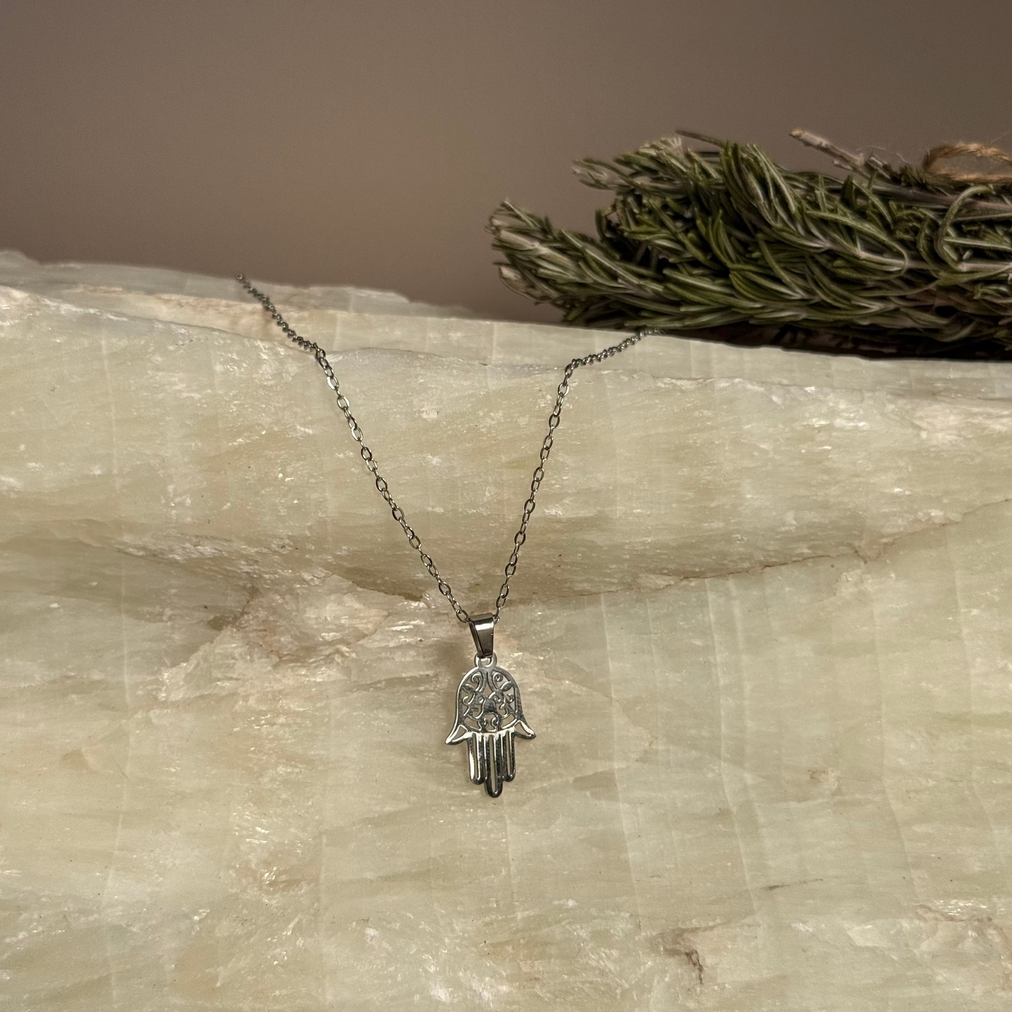 Colgante Hamsa (mano de Fátima) Acero