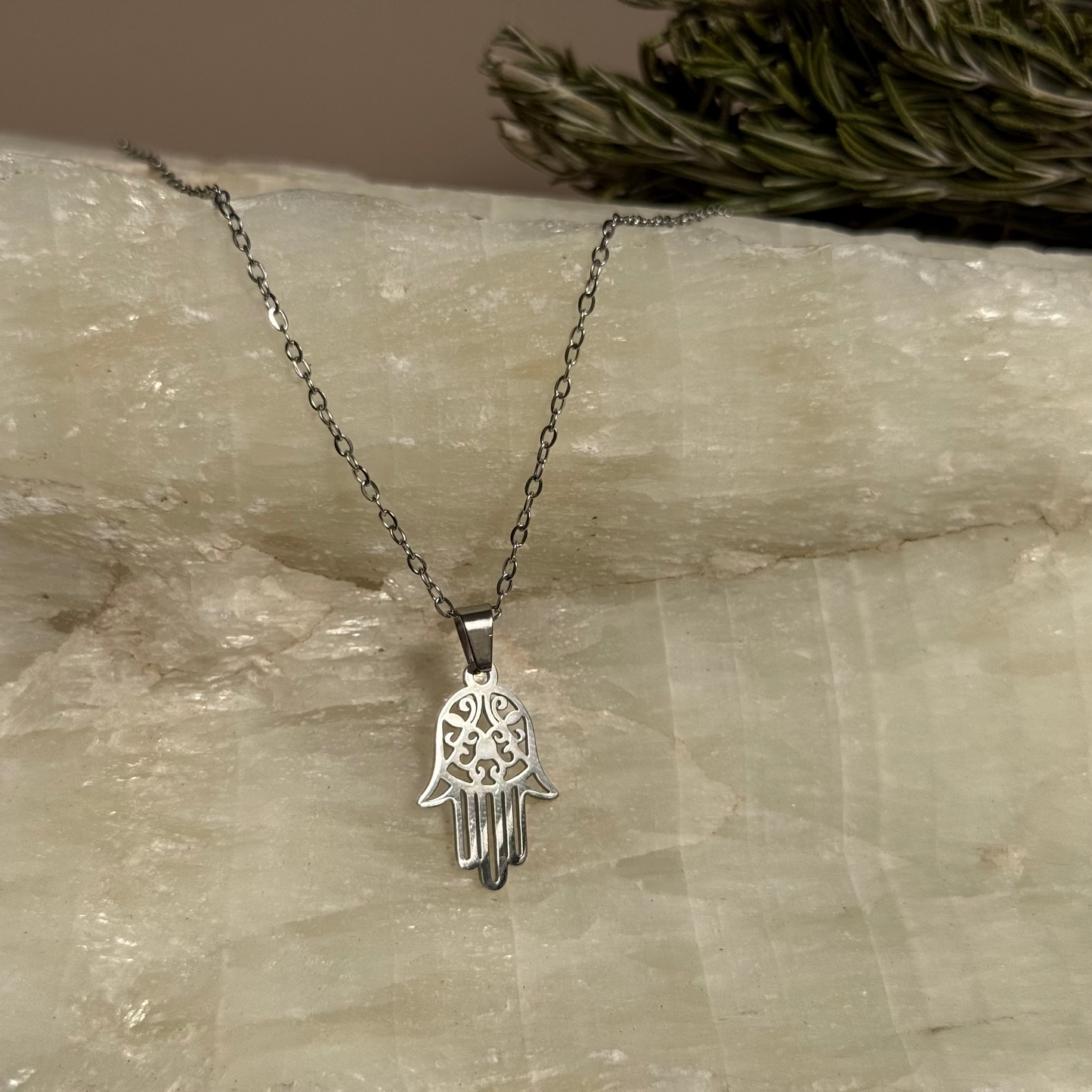 Colgante Hamsa (mano de Fátima) Acero